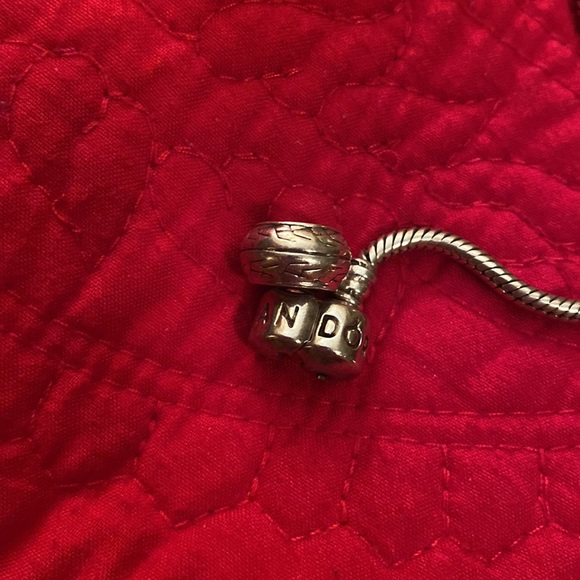 Sterling silver pandora charm bracelet with safety chain and charms - Picture 7 of 13